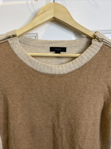 J Crew Double Zip Lambswool Sweater in Color Block Beige M 08422 - Bild 2 von 6
