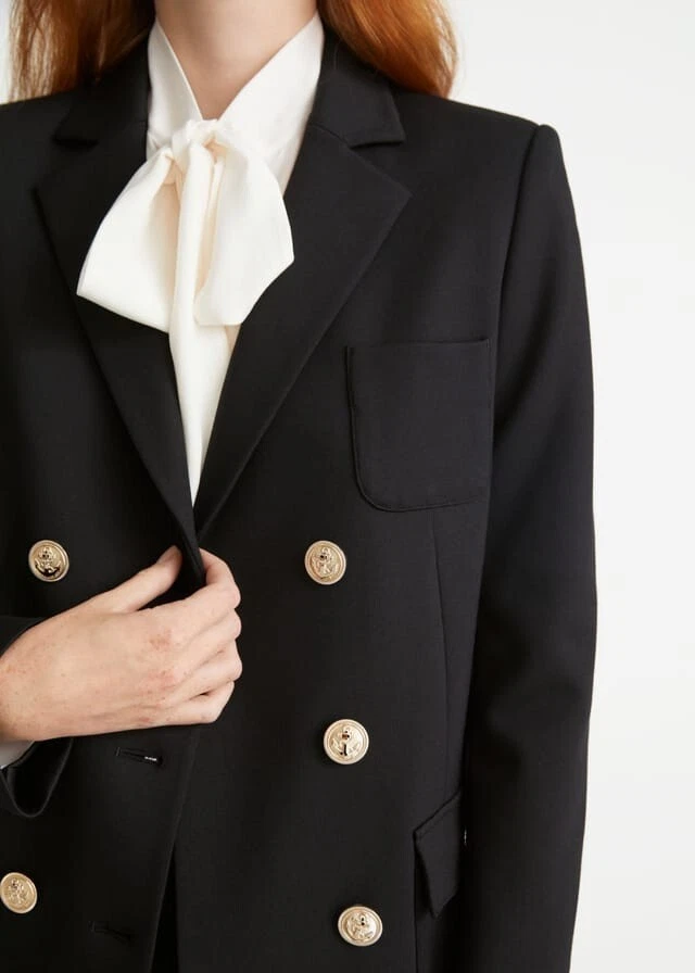 Womens black jacket with gold outlet buttons