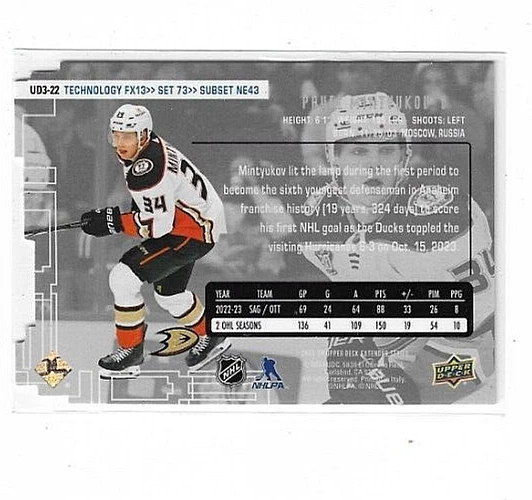 2023-24 Upper Deck Extended Series Pavel Mintyukov Rookie UD3 #UD3-22 - Image 2 of 2