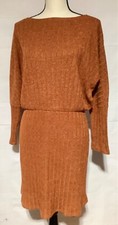 FASHION NOVA sz 1X rusty orange ribbed dolman sleeve knit dress
