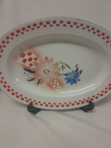 Bumper Harvest Enamelware Oval Plates Floral Print Vintage Retro - Picture 5 of 7