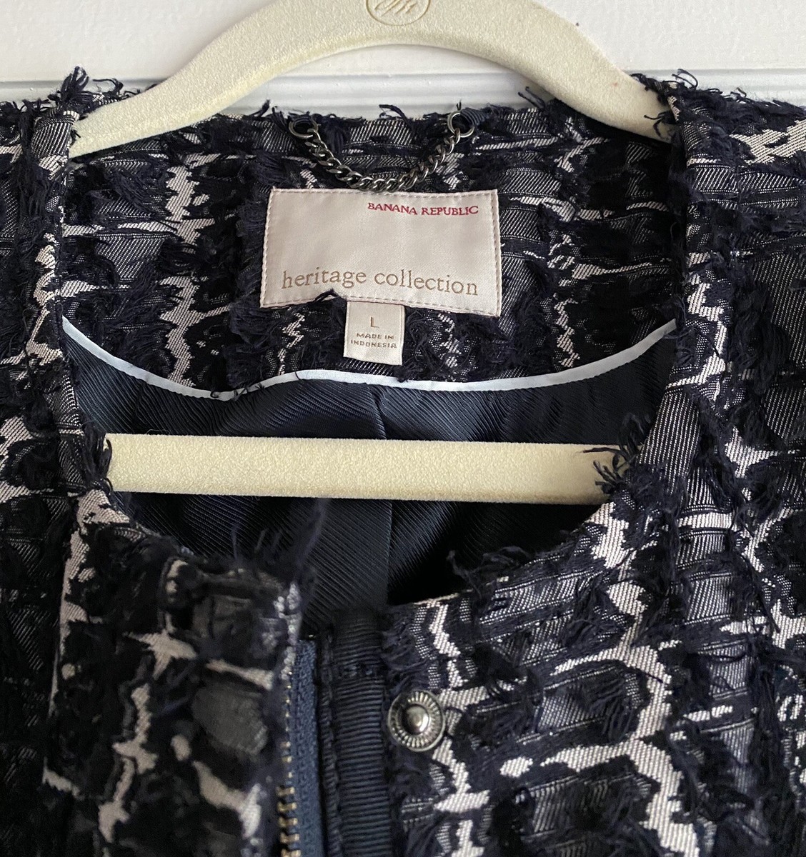 Banana Republic Heritage Collection コート NWOT Banana Republic Heritage Navy Blue Textured Fringe