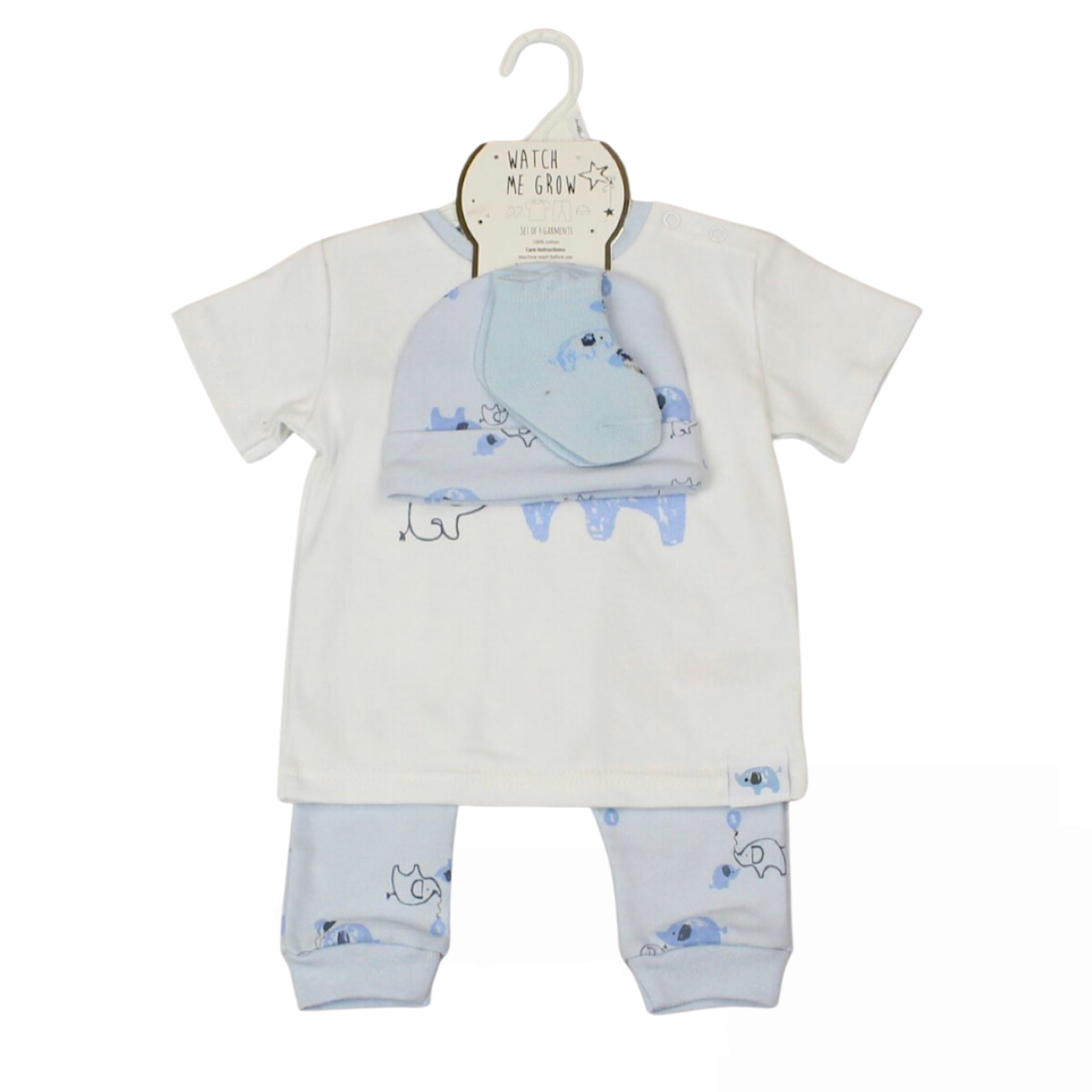 Watch Me Grow Baby Boys Elephant Print Layette Set - 3-6 months