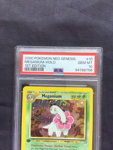 Pokemon Cards: 1st Edition Neo Genesis Rare Holo: Meganium 10/111: PSA 10 - Picture 3 of 6