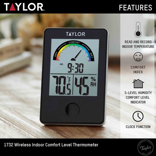 Digital Indoor Comfort Level Thermometer and Hygrometer Black - Picture 6 of 8