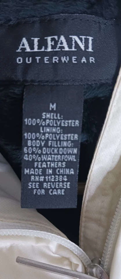 Abrigo ALFANI Outerwear Down Puffer Off Blanco Para Mujer Talla M Foto 3 de 4
