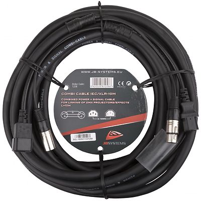 JB Systems Kombikabel 10m Hybrid Strom & DMX IEC XLR Kaltgeräte DJ Lichteffekt