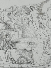 Engraving 19th Antiquity Curiosa Wedding Driveshaft & Flora Mythology Art