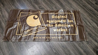 Vintage Carhartt Banner Advertising Sign Display Brown Yellow Logo 