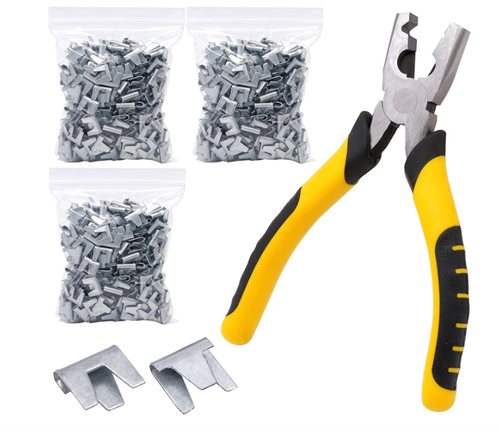 900pcs Rabbit Chicken Wire Cage Clips with Fence Pliers Hog Rings and Pliers Sna