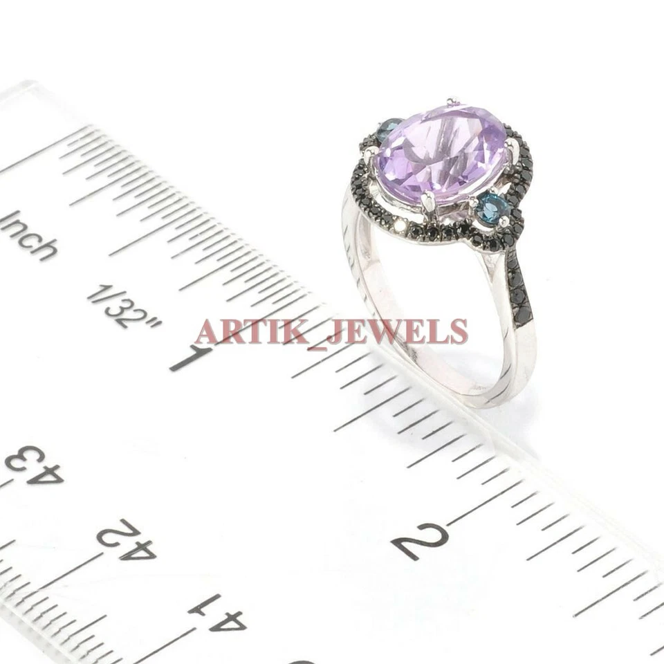 Anello In Argento Sterling 925 Con Gemma Naturale Di Ametista Per Donna #3635 - Immagine 4 di 4