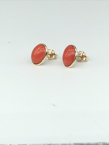 Orecchini Ovalini Corallo Rosso In Oro Giallo 18kt - Imagen 4 de 6