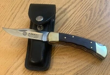 1981-86 BUCK 110 FINGER GROOVE AMEX LOGO KNIFE    BRT3