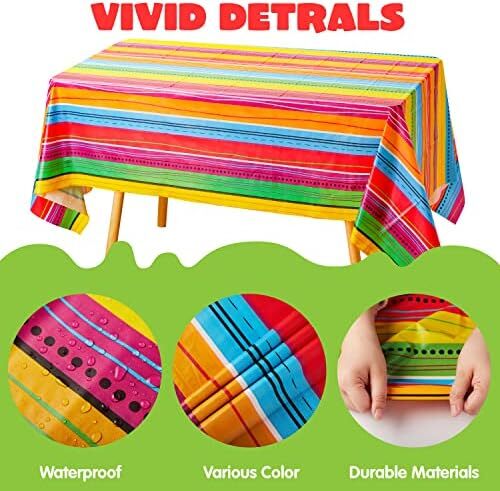 JOYIN 4 pcs Cinco De Mayo Printed Plastic Tablecover for Fiesta Decor, Muti-Colo - Picture 6 of 7