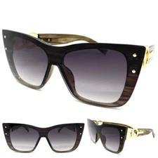 Classy Exaggerated Funky Retro Modern CAT EYE Style SUN GLASSES Large Gray Frame