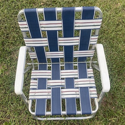 Vintage Sunbeam Aluminum Folding Webbed Lawn Chair Pool Beach