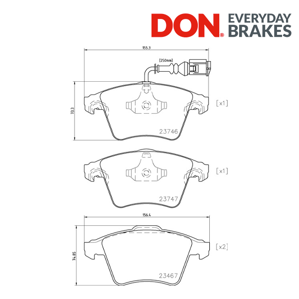 DON PCP1687 Brake Pad Set Front Axle Fits VW Transporter Caravelle