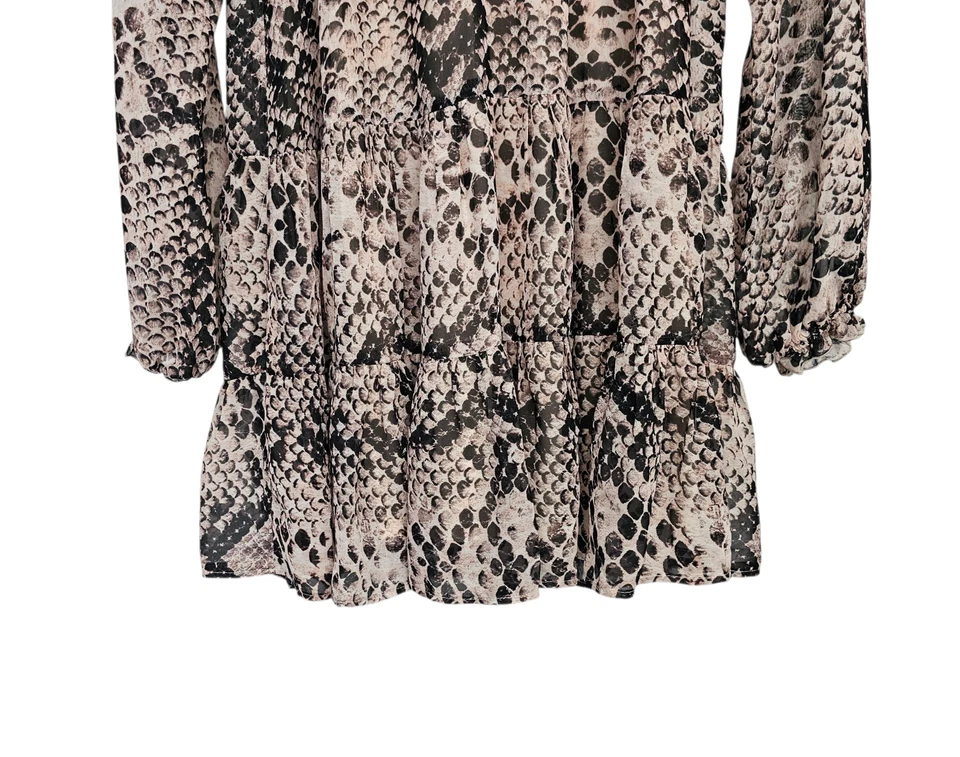 Para Mujer - Mini Vestido Show Me You Mumu Estampado Serpiente Manga Larga, Talla Pequeña Foto 3 de 4