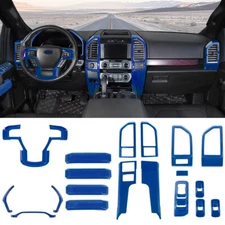 For Ford F150 2015-20 Interior Console Steering Wheel Window Trim Cover Kit Blue