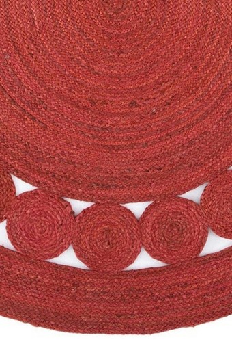 Rug Jute Designer Natural Red Carpet Hand Braided Round Floor Rug Area Rag Rug - Picture 4 of 5
