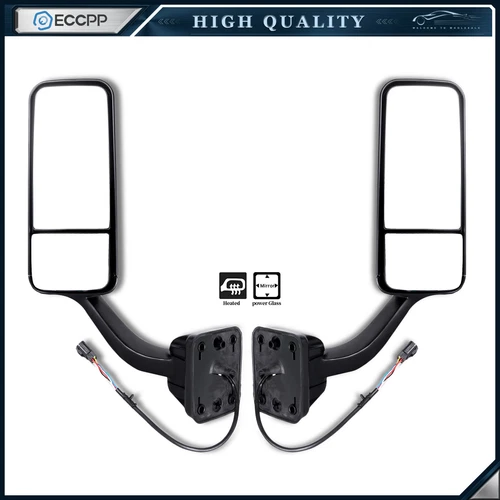 For Freightliner Cascadia 2008-2016 Black Door Mirrors Power Heated Pair LH+RH