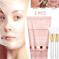 2 Set HOYGI Collagen Wrapping Mask Renewal Night Care Mask Cream With Brushs