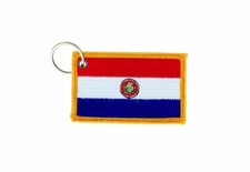 Keychain keyring embroidered embroidery patch double sided flag paraguay