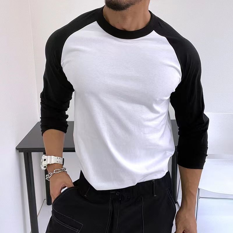 Round Neck Loose Breathable Plus Size Bottoming Shirt Men's Casual Raglan Sleeve