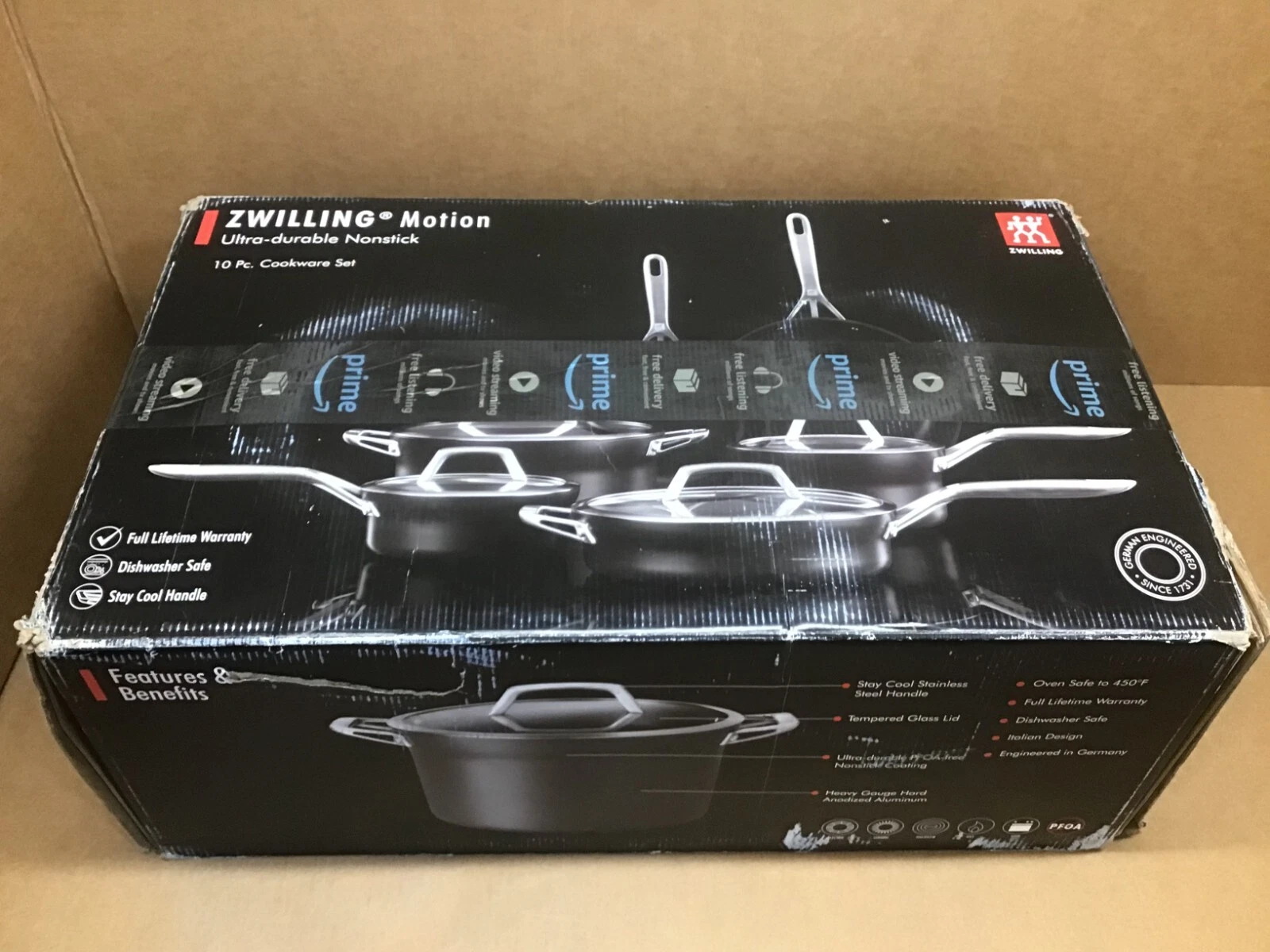 ZWILLING Motion Nonstick Hard-Anodized 10-Piece Cookware Set in Grey