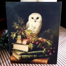STEAMPUNK GOTHIC PRIMITIVE VICTORIAN VINTAGE STYLE CHRISTMAS OWL PORTRAIT SIGN