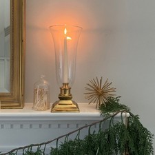 Hurricane Lamp Globe Elegant Gold Candle Holder Glass Shade Brass Candlesticks