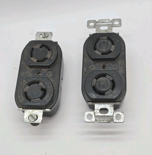 BRYANT 4700 Locking Nema L5-15 Duplex Receptale Black Back Wired 15A 125V 2pk - Picture 1 of 7