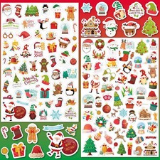 24 Sheets Christmas Stickers for Kids, 1570 PCS Adhesive Christmas Stickers Bulk