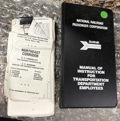 Amtrak Northeast Corridor Employee Timetables 1993 1995