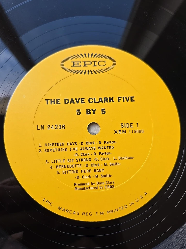 VTG The Dave Clark Five 5 By 5 Record 12" Vinyl LP 33 RPM LN 24236 Epic - Image 2 of 4