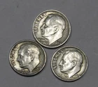 Lot Of 3 - 1959-D 1963-D 1964-D  90% Silver Roosevelt Dimes - NR