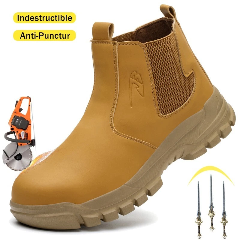 Men Safety Boots Waterproof Work Shoes Anti-puncture Steel Toe boot Non Slip