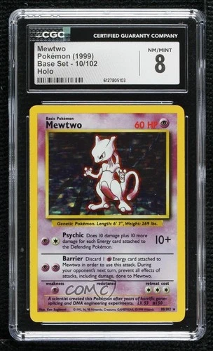 Mewtwo Holo Pokemon Base Set CGC 8 1999