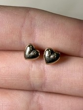 Solid 14K Yellow Gold Heart Shape Stud Earrings