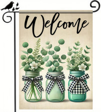 Welcome Garden Flag 12X18 Inch Double Sided Hello Spring Garden Flag Eucalyptus
