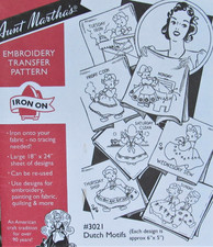 Aunt Marthas 3021 DUTCH MOTIFS Days of Week Towels Embroidery Transfer Pattern