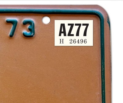 Arizona license plate registration sticker, 1977, AZ