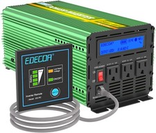 EDECOA 1500W Power Inverter Pure Sine Wave 12V to 110V 120V LCD Remote RV Car V1