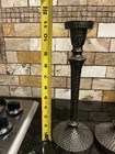 Pair of 11” hammered metal candlesticks weighing 2.2 lbs in total — photo 1