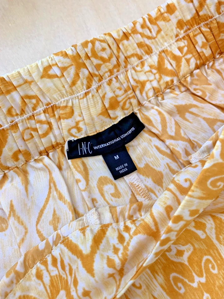 Pantalones INC International Concepts Talla M Amarillo Boho Ikat Flujo Geométrico Foto 3 de 4