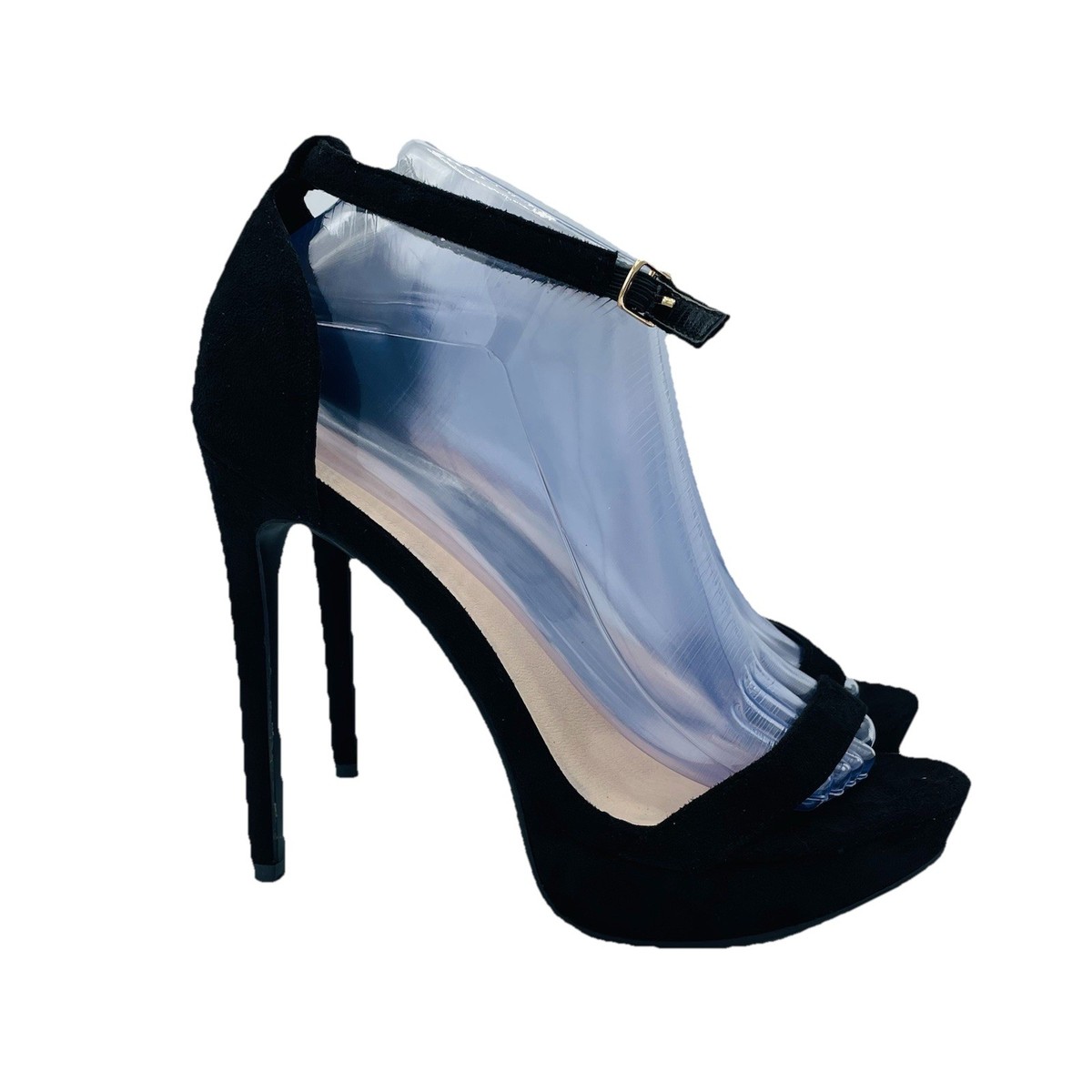 Pretty Little Thing Shoes Womens Size Black Heels Stiletto Sandals Ankle  Strap