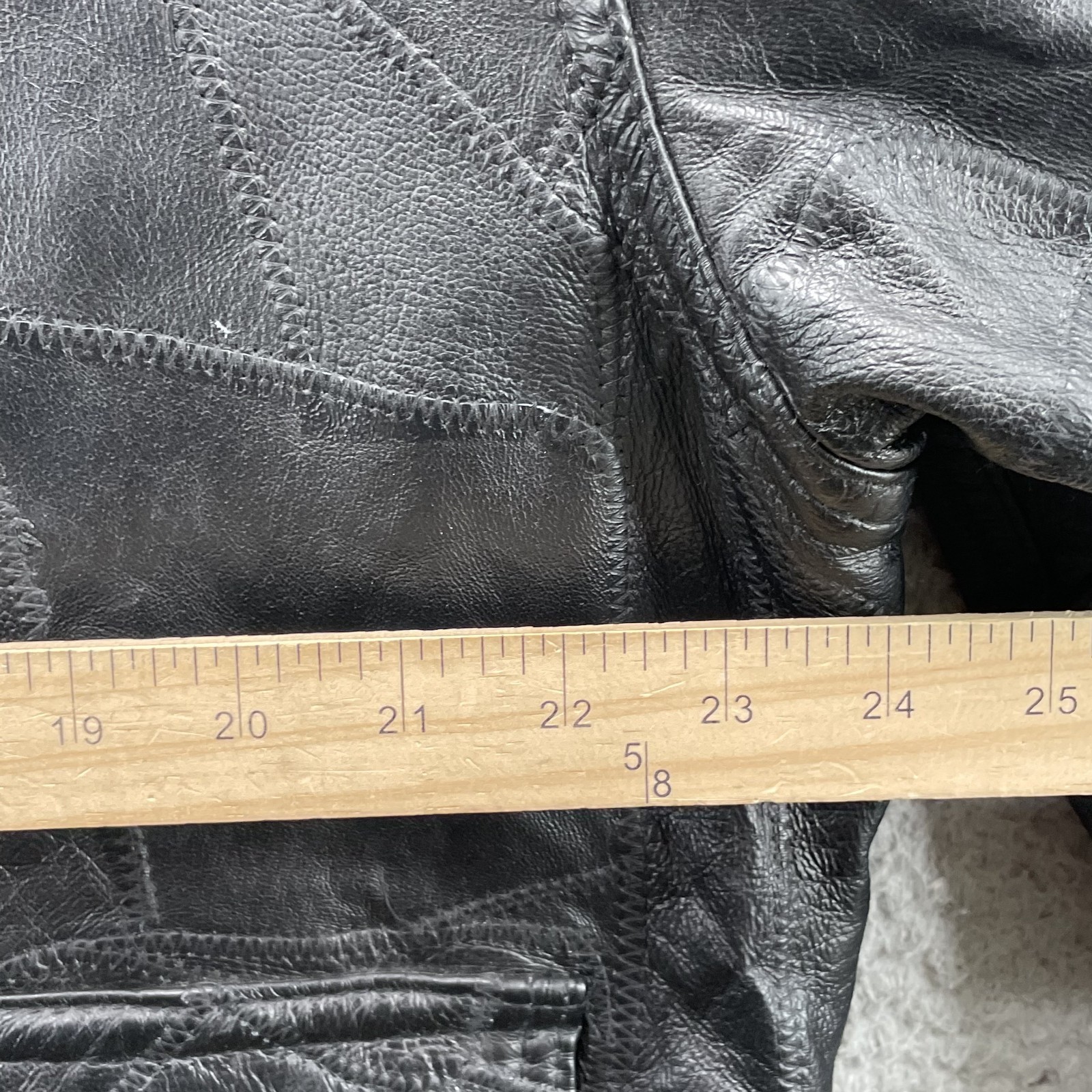 Genuine Leather Patchwork Bomber Jacket Men's XL … - image 4