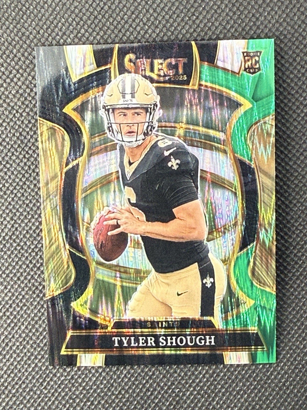 Panini Select 2025 Tyler Shough #41 Black & Green Shock Prizm Rookie Saints