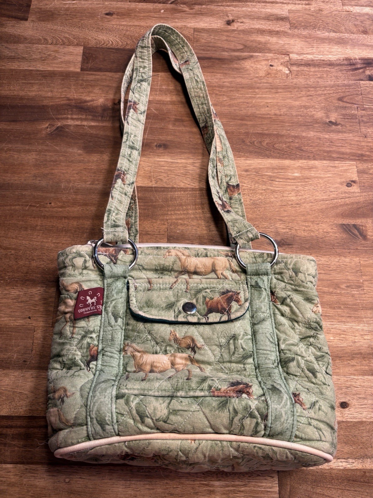 Borsa borsetta trapuntata cavallo selvaggio pony western country fatta a mano