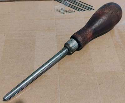 Antique Goodell-Pratt 8 1/2'' Long Scratch Awl - Hardwood Handle (Rosewood?) READ